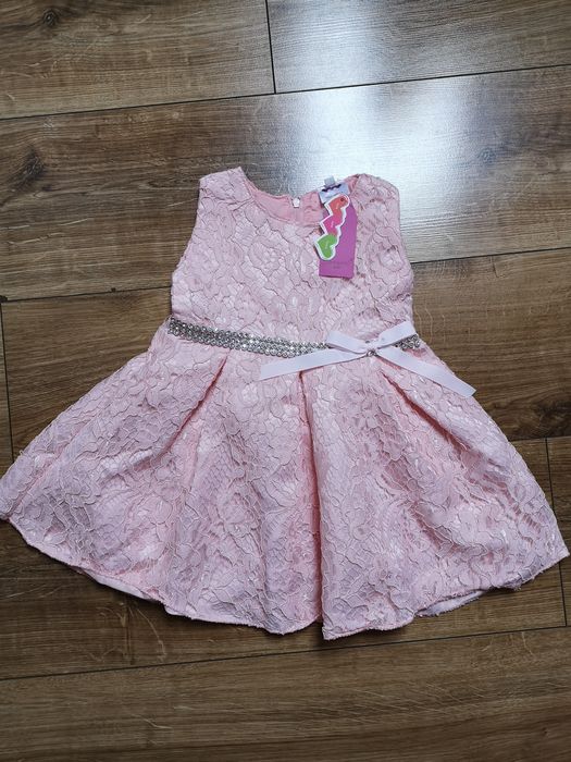 Nowa elegancka sukienka z koronką na roczek chrzest wesele rozmiar 80