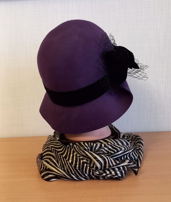 Капелюх клош фетровий фіолетовий