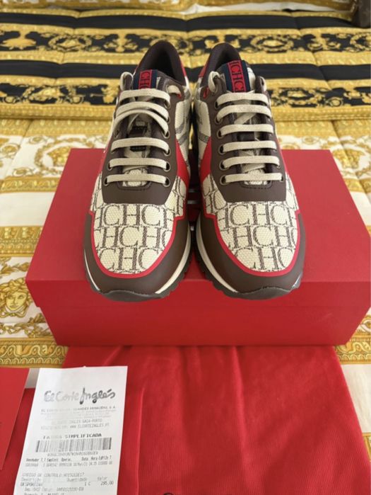 Sapatilhas Carolina Herrera CH Beige/Vermelho 38