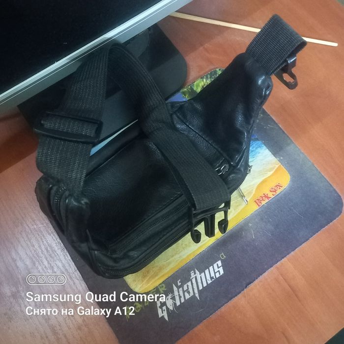 Мужская кожаная сумка на пояс