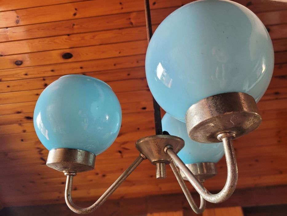 Lampa wisząca lata 1920-30 unikat rarytas przedwojenna trójpunktowa bł