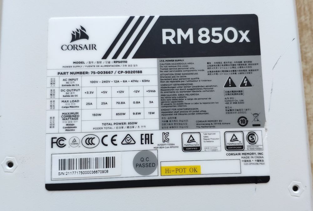 Corsair RM850x White (850W)