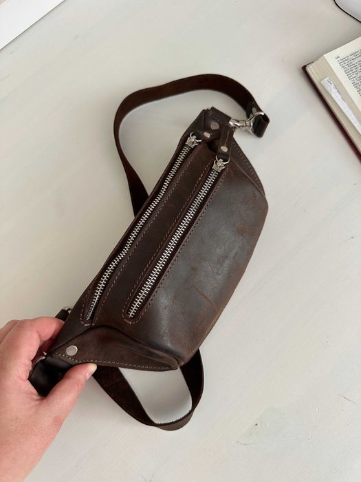 Skórzana torba ręcznie robiona crossbody Crazy Horse brązowa