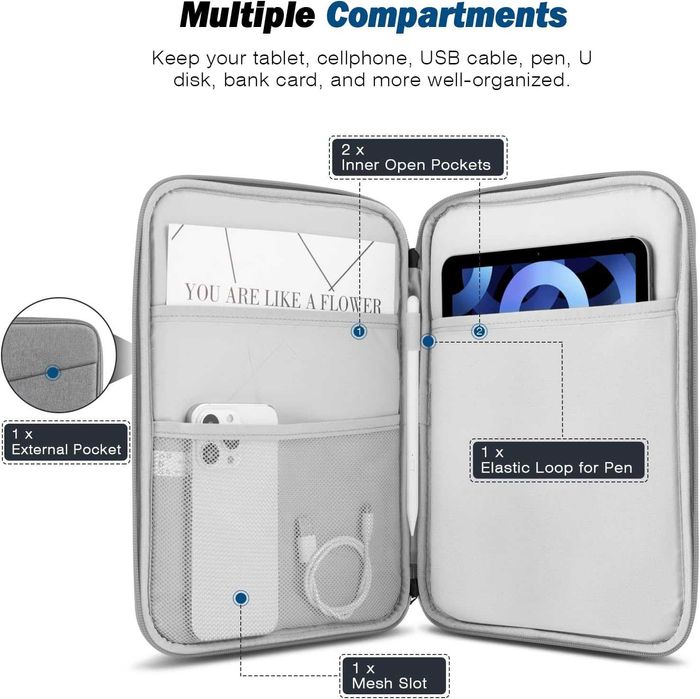 MoKo torba na tablet 9-11" iPad Pro Air Samsung Tab S7/S8/S9 11" szara