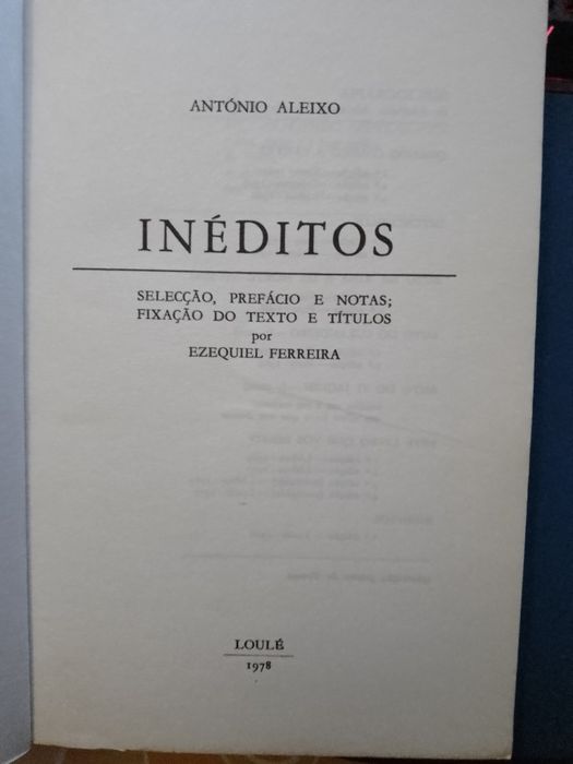 Inéditos - António Aleixo-1 edição-loulé-78-9E-Casaco Homem10E Desde2E