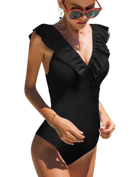 Nowy damski strój kąpielowy jednoczęściowy / czarny !XL! A6-XL !