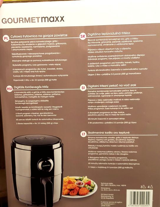 Frytkownica beztłuszczowa ,pojemność 3 litry