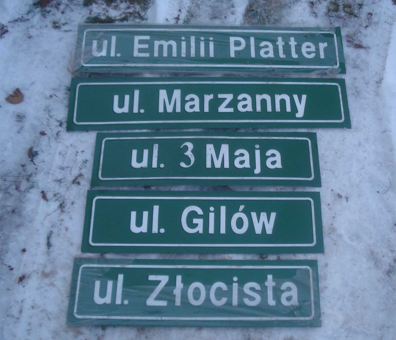 Stare tablice metalowe prl ulice szyldy