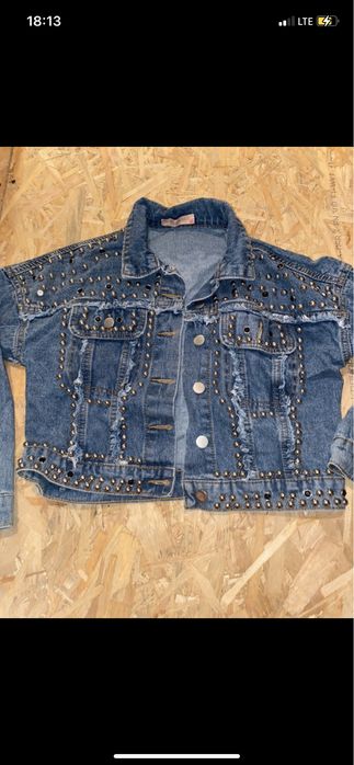Sliczna kurtka jeansowa oversize , dżety