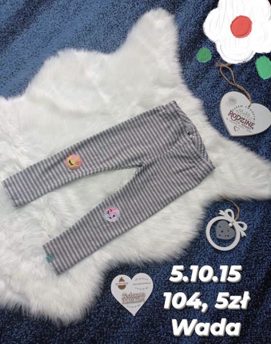 legginsy 104 długie getry 5 10 15  poziome paski minki