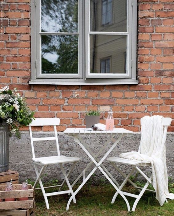 Oryginalny zestaw ogrodowy IKEA Mälarö – stół + krzesło (Biały) • Stan Idealny