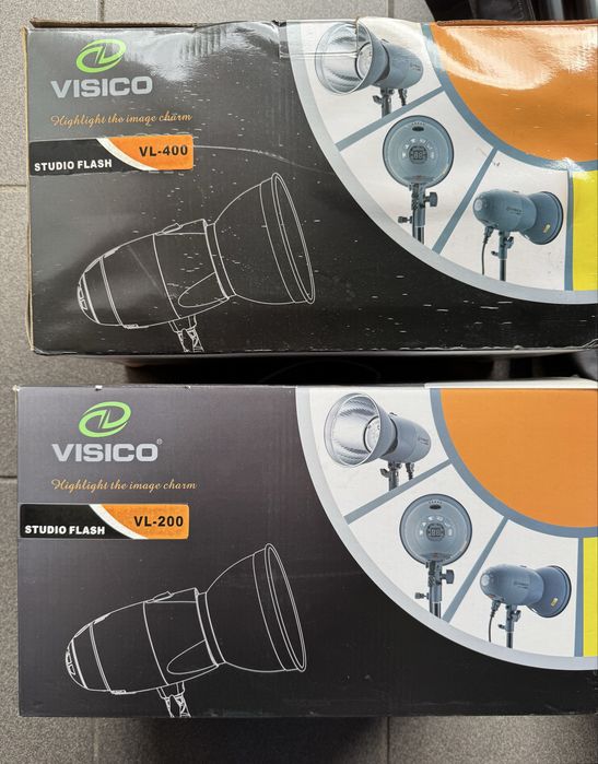 Zestaw fotograficzny, lampy, statyw, tło