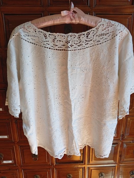Piękna, haftowana bluzka biała, hand made