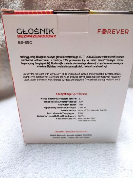 Nowy głośnik bezprzewodowy Forever BS-650