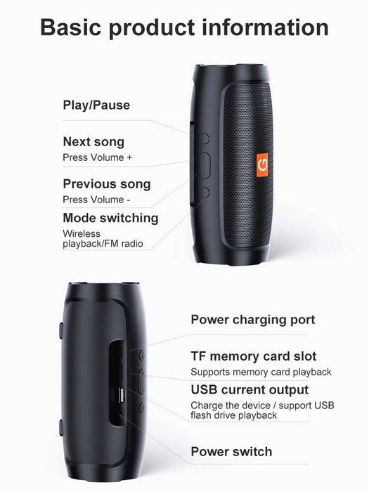 Głośnik Bluetooth Dual Speaker Stereo Przenośny Subwofer Bezprzewodowy