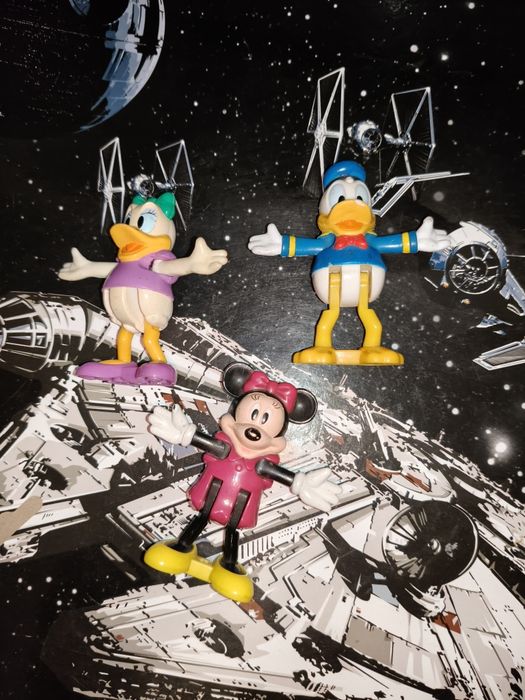3 stare figurki Disney myszka Miki kaczor Donald i kaczka Deisy
