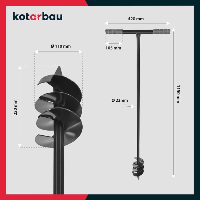 ŚWIDER RĘCZNY 110mm do Gleby Ziemi Gruntu Słupków Dołownik OGRODOWY