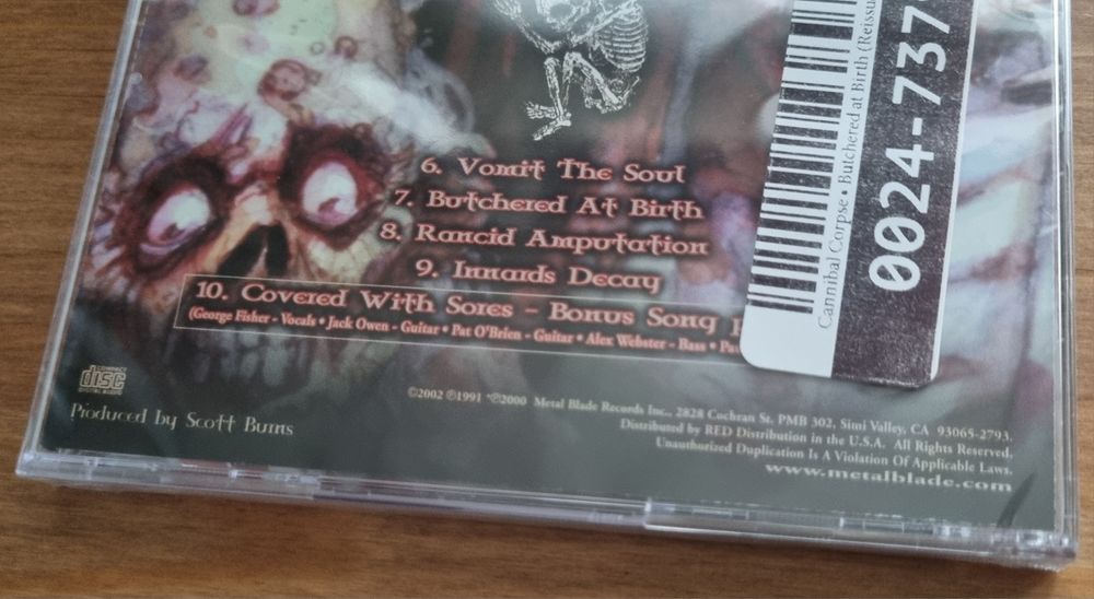 Cannibal Corpse Butchered At Birth CD NOWA 2002 Reissue USA Jewelcase