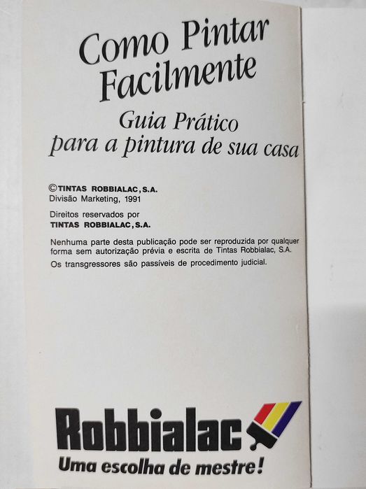 Robbialac - Como pintar facilmente - Guia prático pintura casa (1991)