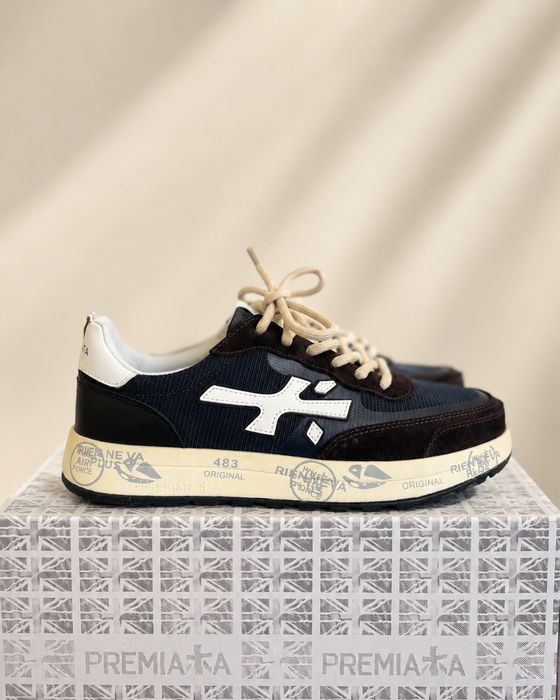 Premiata Lander 483 Navy / Brown / Cream — чоловічі кросівки,