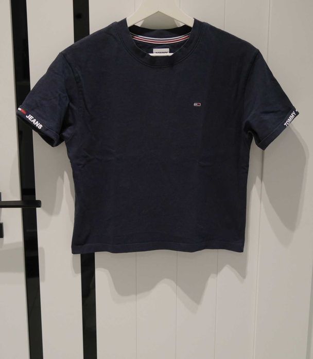 Tommy Hilfiger świetna krótsza koszulka logo 34 XS