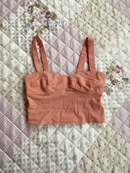 Top na ramiączka w kratkę S 36 zara coquette cottage