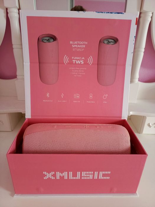 Głośnik mobilny XMUSIC BTS850P Radio FM Różowy