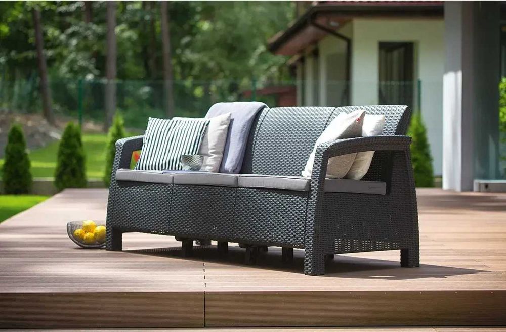 Диван для саду і тераси тримісний Keter Corfu Love Seat Max 258975 графіт