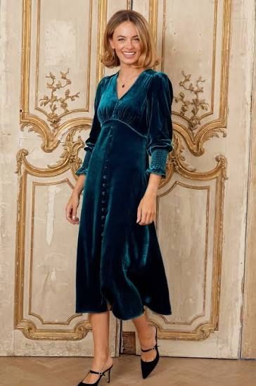 Платье велюр , изумруд м-л