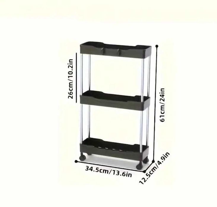 Полиця для кухні  на колесах. 3-рівневий стелажем Для Зберігання