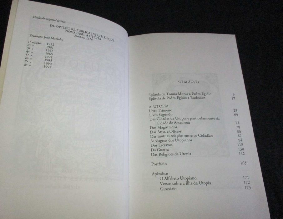 Livro A Utopia Tomás Morus (Thomas More)