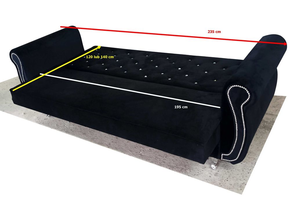 Kanapa Sofa Rozkładana Wersalka Glamour Fotel Uszak Pufa Kryształ