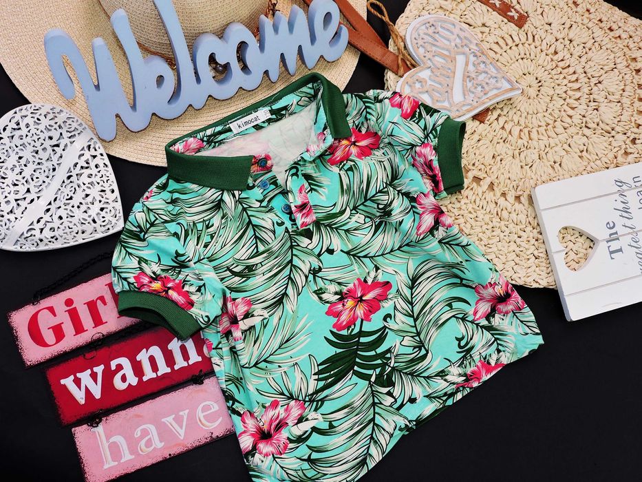 Kimocat - crop top flowers , kołnierzyk r 120