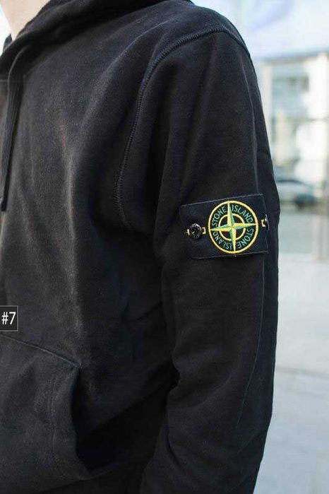 Мужское Худи Stone Island - Чорне Худі Стон Айленд - Кофта Стоник Зип