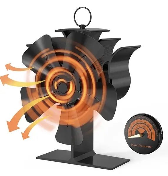 Вентилятор для печі, 5-лопатевий вентилятор для каміна, безшумна безшу