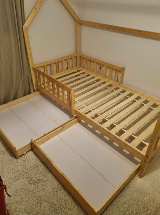 Cama Montessori Natural com 2 Gavetas