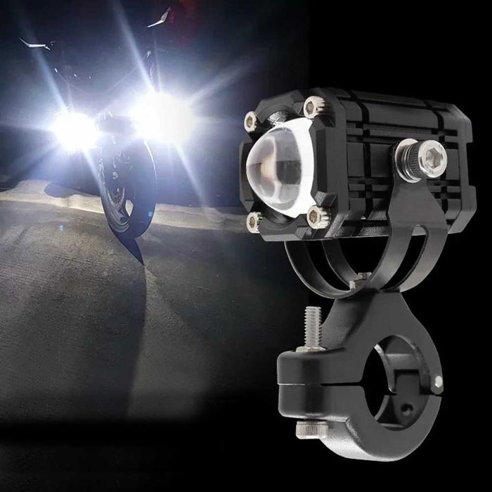 Par de Faróis Auxiliares Bifocais LED 3 Cores Branco/Amarelo/Vermelho