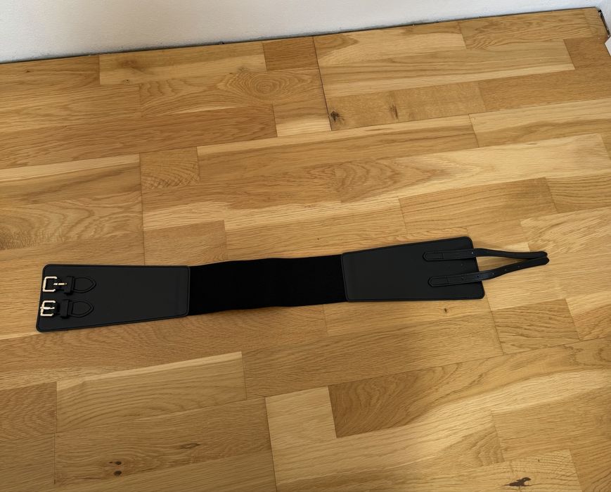 Szeroki elastyczny pasek damski czarny 69 cm nowy