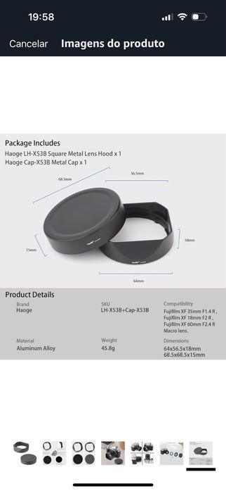 Para-sol para objectiva Fujifilm Fujinon