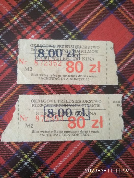 Stare bilety do kina awangarda z 1997 roku