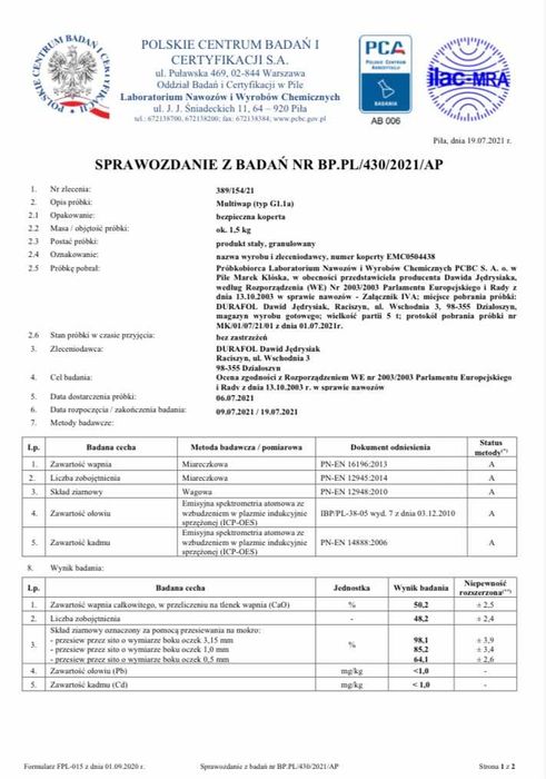 Wapno granulowane