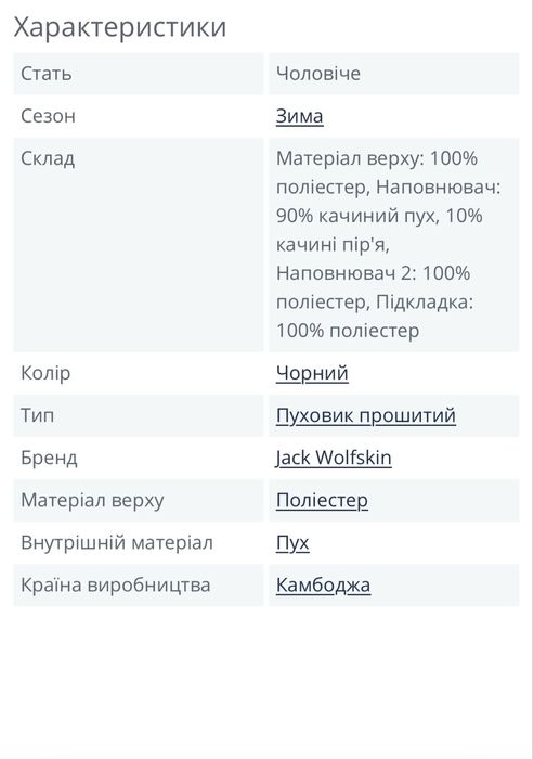 Пуховик Jack Wolfskin