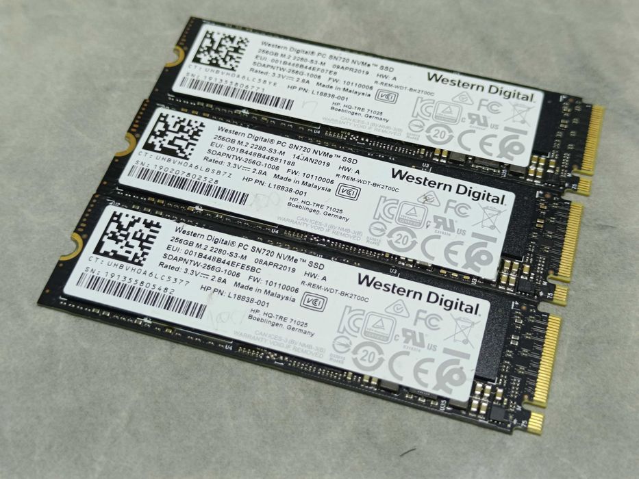 НОВІ! SSD диск Western Digital SN720 256GB M2 NVMe 2280 PCIe 3.0 V 100% здоровя!