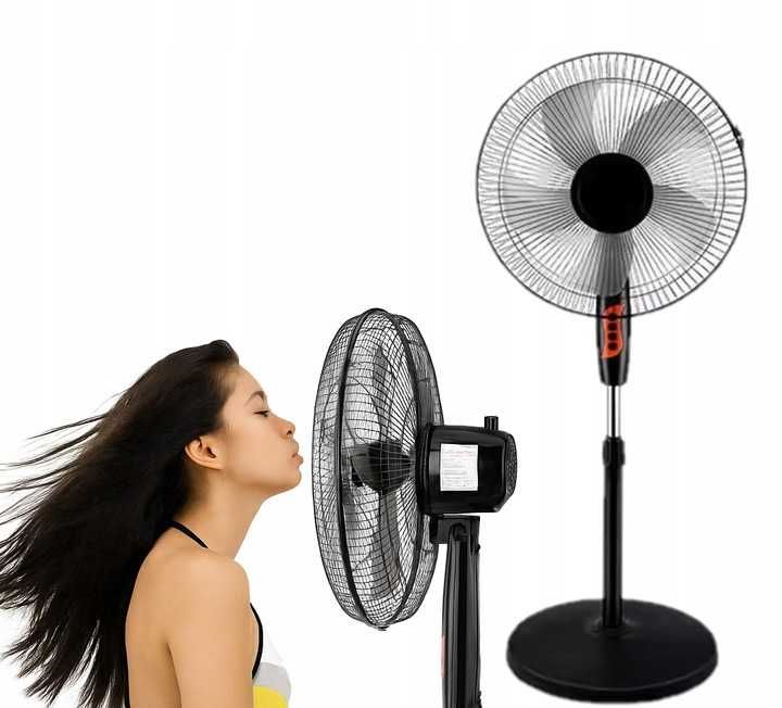 Wiatrak Stojacy Wentylator Podłogowy 45w Czarny Cichy 5 Łopatek