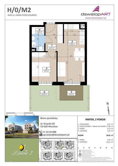 2-pokojowe mieszkanie 35m2 + ogródek