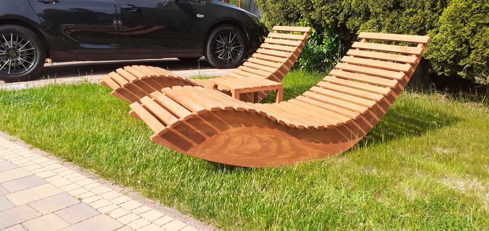 Leżak bujany drewniany