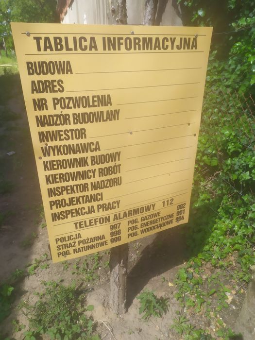 Tablica informacyjna budowlana