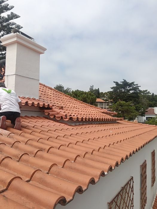 Trabalhos de  limpeza  e pintura de telhados algeroz