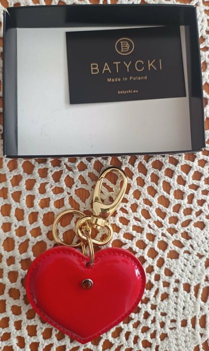 Brelok Batycki skóra + bursztyn