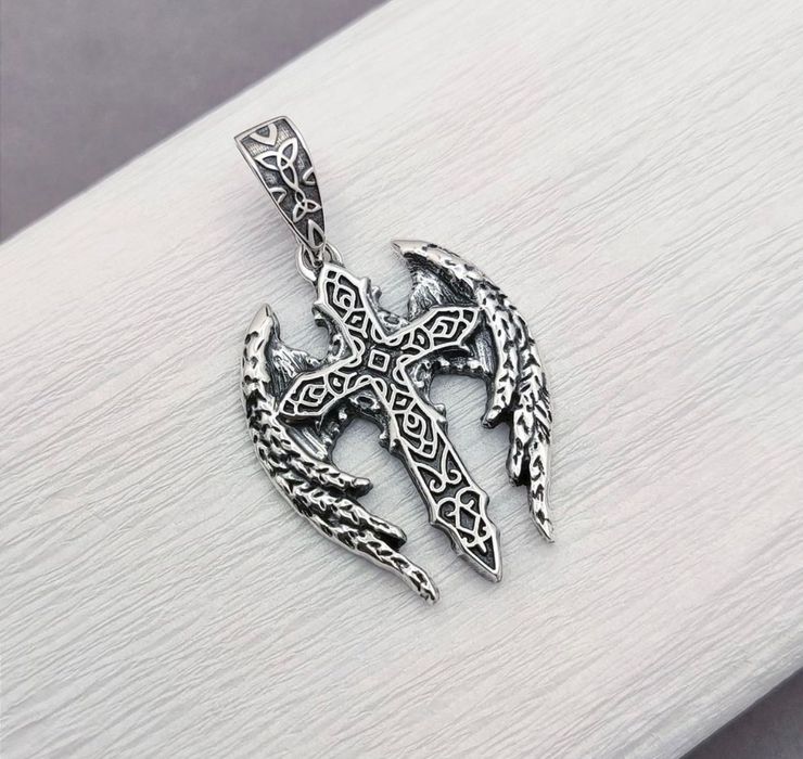 Срібний хрестик крила янгола